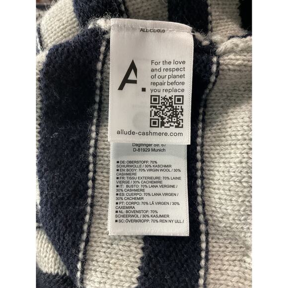 Jardin Des Orangers White Striped Wool And Cashmere Cardigan Size L - Picture 6 of 6